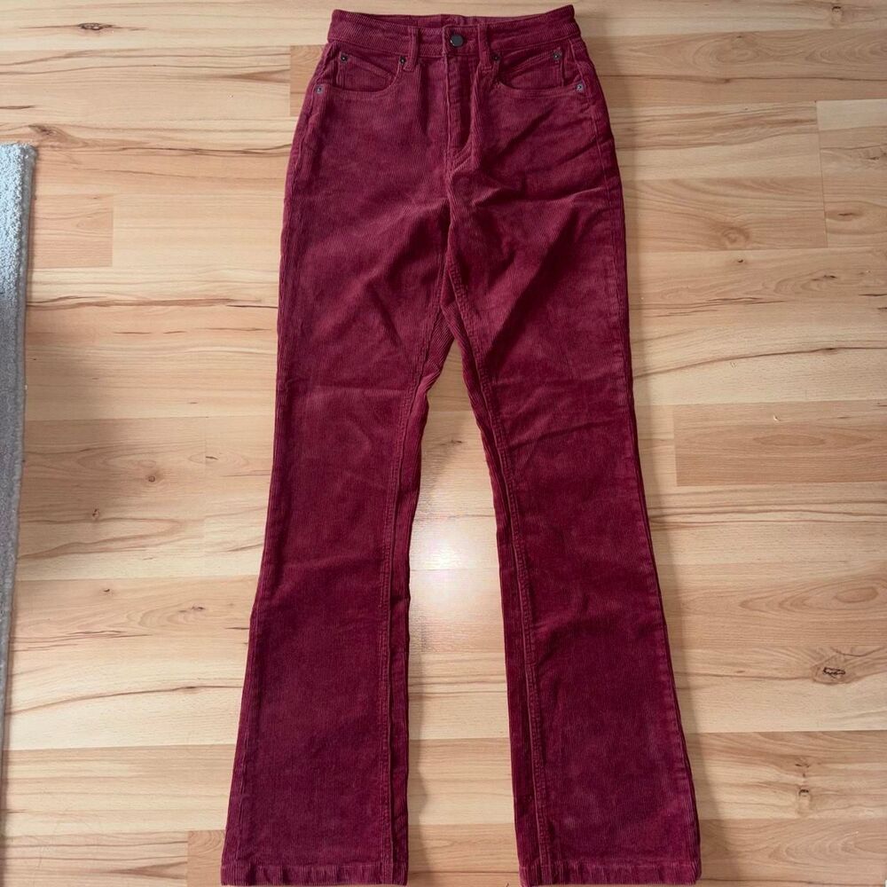 Volcom Stoned Women's Bootleg Corduroy Pants Burgundy Red Y2K size 25